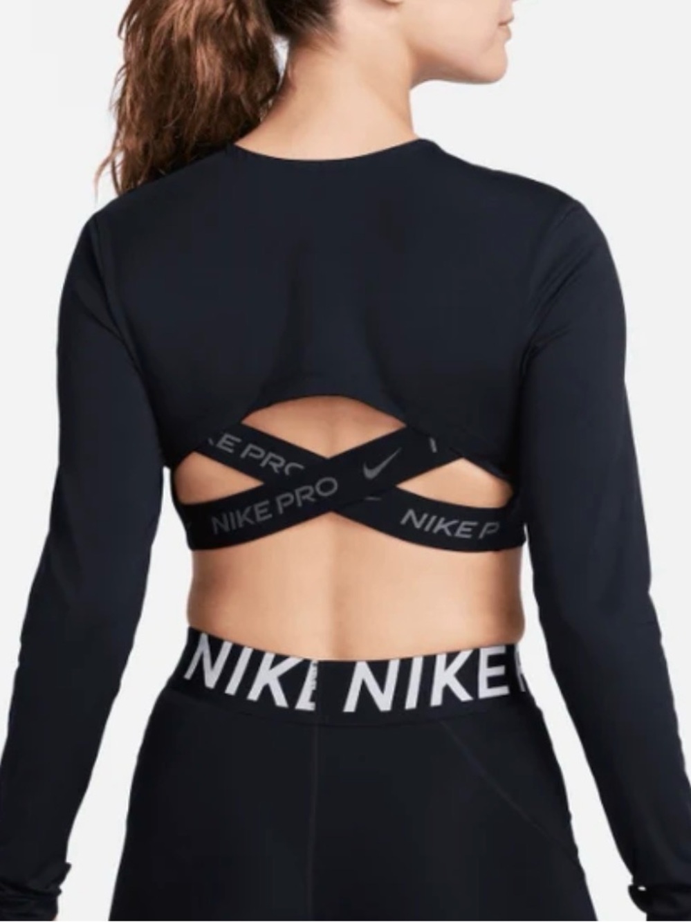 Nike Pro Black Cutout Crop Top NWOT M - Picture 3 of 4